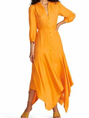Veronica Beard Dress Size 0 Roksander Maxi Boho Summer Flowy Orange Resort
